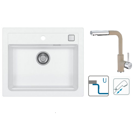 Alveus sudoper Atrox 30 / bijeli G11 + česma Siros P / bež G55 / podpultna ugradnja (U)