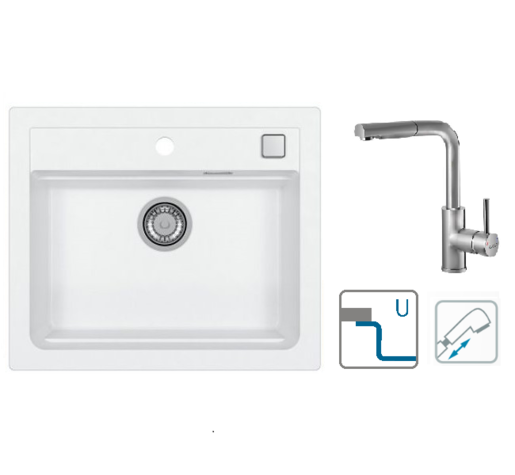Alveus sudoper Atrox 30 / bijeli G11 + česma Siros P / NIC BR / podpultna ugradnja (U)