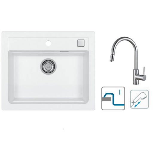 Alveus sudoper Atrox 30 / bijeli G11 + česma Delos P / SAT / ugradnja u ploču (I)