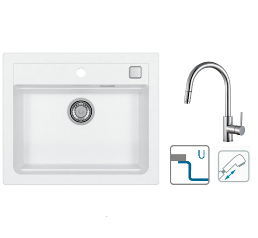 Alveus sudoper Atrox 30 / bijeli G11 + česma Delos P / SAT / podpultna ugradnja (U)
