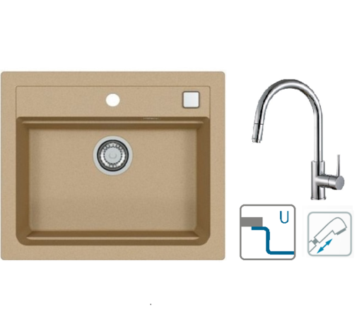 Alveus sudoper Atrox 30 / bež G55 + česma Delos P / CHR / podpultna ugradnja (U)