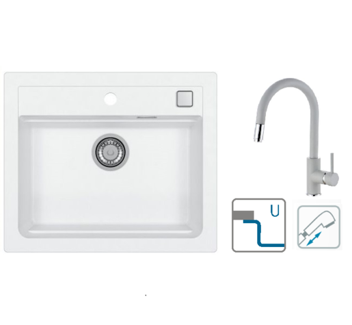 Alveus sudoper Atrox 30 / bijeli G11 + česma Delos P / siva G81 / podpultna ugradnja (U)