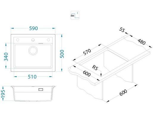 Alveus sudoper Atrox 30 / sivi G81 + česma Delos P / SAT / ugradnja u ploču (I)