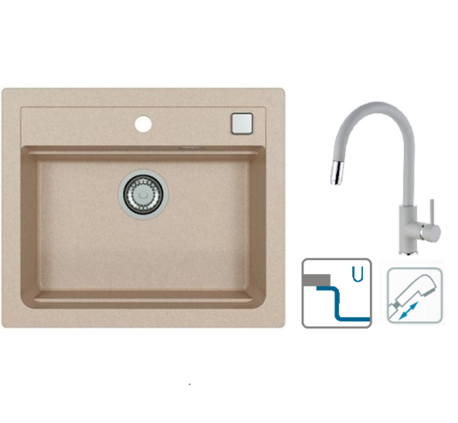 Alveus sudoper Atrox 30 / terra G22 + česma Delos P / siva G81 / podpultna ugradnja (U)