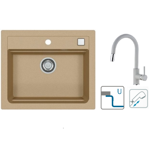 Alveus sudoper Atrox 30 / bež G55 + česma Delos P / siva G81 / podpultna ugradnja (U)