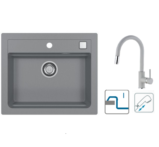 Alveus sudoper Atrox 30 / sivi G81 + česma Delos P / siva G81 / ugradnja u ploču (I)