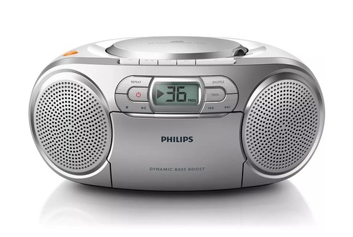 PHILIPS RADIO CD uređaj AZ127/12, Kasetofon, FM antena, Dinamičko pojačanje basova, Sivi