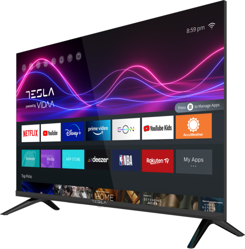 TESLA LED televizor 43M325BUS, 4K Ultra HD, VIDAA OS, Smart TV, Crni