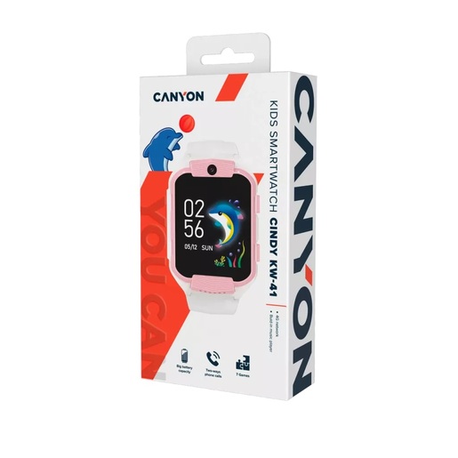 CANYON Cindy dječiji pametni sat KW-41 LTE, Nano SIM card, Dvosmjerni telefonski pozivi, Podrška za 4G mrežu, Pink