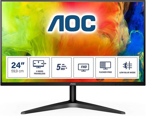 AOC monitor 24B1H, FULL HD 1920x1080, 23,6 MVA, 250 cd/m2, VGA, HDMI, 60Hz, 5ms