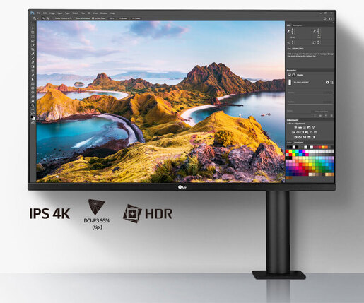 LG monitor Ergo UltraFine 32UN880P-B, 4K UHD 3840x2160, 31,5 IPS, 350 cd/m2, AMD FreeSync, Black Stabilizer, Color Calibrated,  HDR10, HDMI, DP, USB Type-C, 60Hz, 5ms
