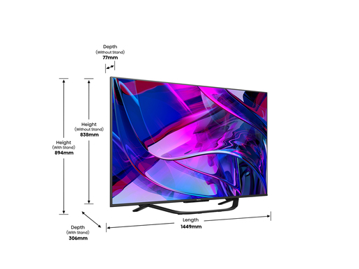 Hisense ULED televizor 65U7KQ, 4K Ultra HD, Smart TV, VIDAA U7, Quantum Dot Colour, 144Hz Game Mode Pro, Mini-LED Full Array Local Dimming, Crni   **MODEL 2023**