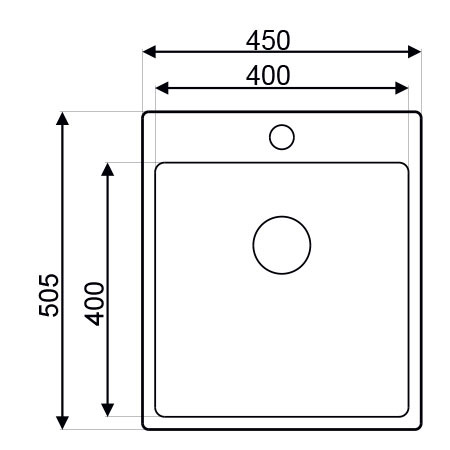 Metalac sudoper Ideal 400 B / inox / usadni