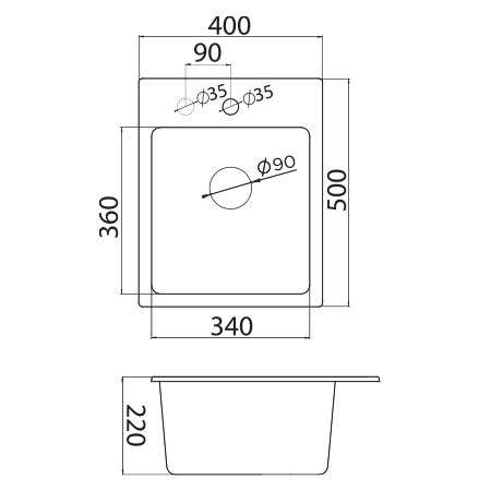 Metalac sudoper xQuadro 40 / šampanjac