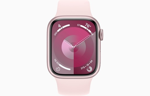 Apple Watch S9 GPS, 45mm, Pink Aluminium Case, Light Pink Sport Band - M/L