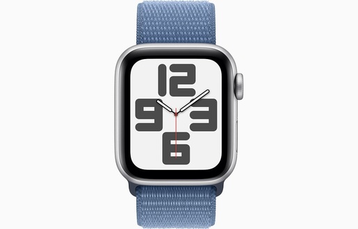 Apple Watch SE3 GPS, 40mm, Silver Aluminium Case, Winter Blue Sport Loop