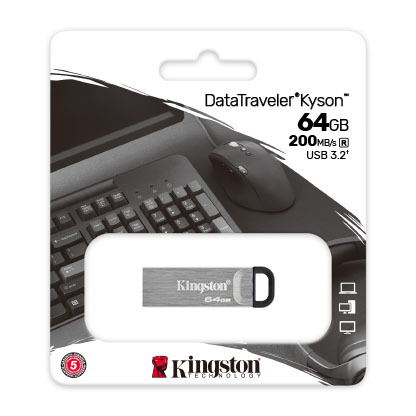 Kingston USB stick FD 64GB DTKN USB3.2 DataTraveler KysonStylish Capless Metal Case,200MB/s read