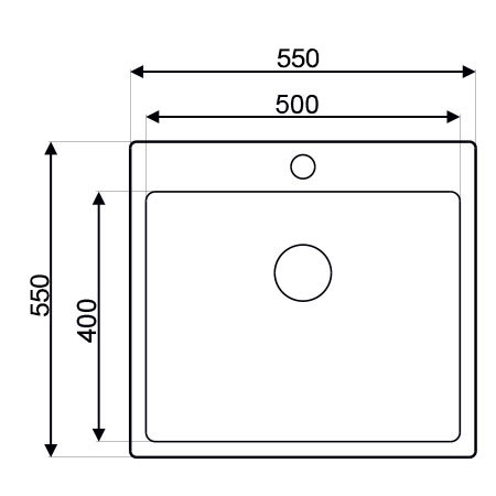 Metalac sudoper Ideal 500 B / inox / usadni