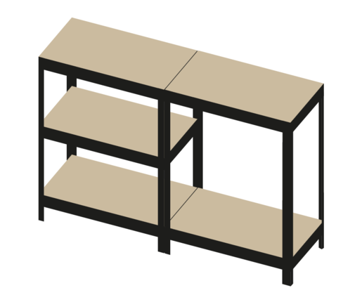 Polica metal/drvo za teške terete 180 x 160 x 60 cm / 4 police / 1000 kg