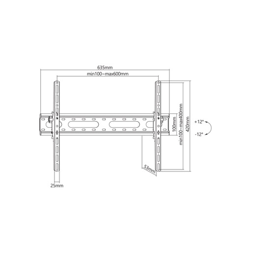 SBOX Zidni nosač PLB-2546T-2 nagib,37”-80”, VESA 600x400