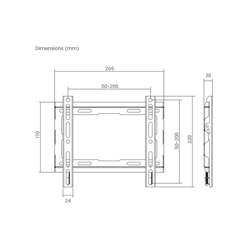 SBOX Zidni nosač PLB-2222F-2 fiksni,23”-43”, VESA 200x200