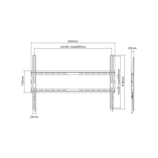 SBOX Zidni nosač PLB-2264F-2 fiksni,37”-80”, VESA 600x400