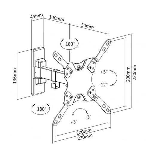 SBOX Zidni nosač LCD-221 zglobni,13”-42”, VESA 200x200