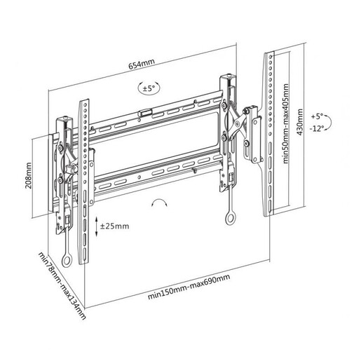 SBOX Zidni nosač PLB-6546T nagib, 37”-80”, VESA 600x400