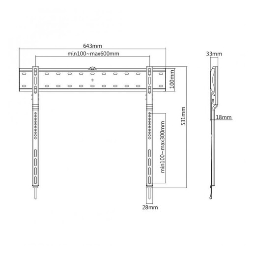 SBOX Zidni nosač PLB-7036F fiksni, 43”-80”, VESA 600x300