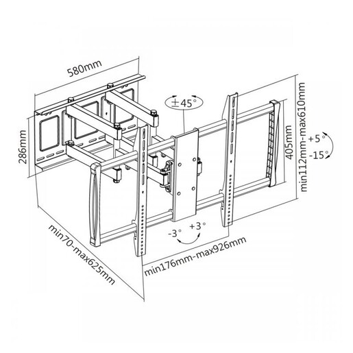SBOX Zidni nosač PLB-3769 zglobni, 60”-100”, VESA 600x900