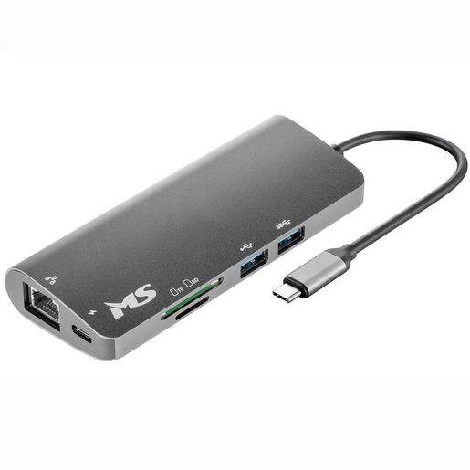 MS USB HUB C500, HDMI1.4+VGA+USB3.0*2+PD+SD/TF2.0+RJ45 1000 M+3.5mm, MS