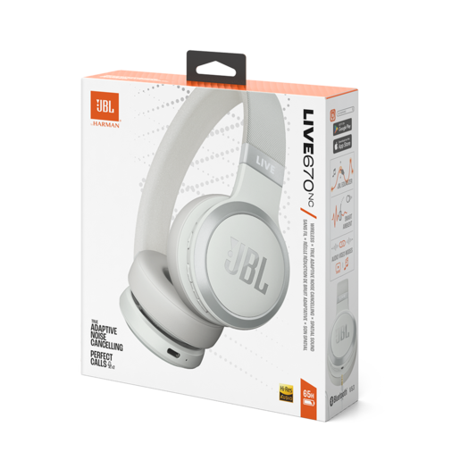 JBL bežične bluetooth slušalice on-ear, LIVE 670 NC WHITE