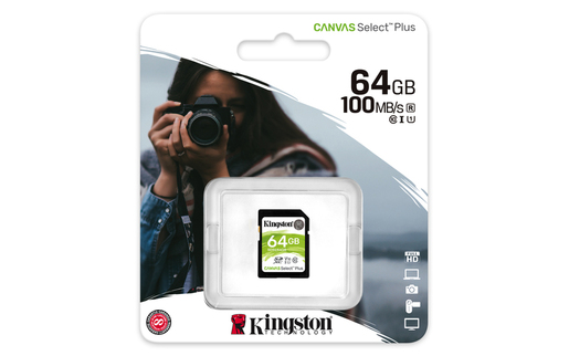 Kingston SD 64GB Class 10Canvas Select Plus100MBs Read,Class 10 UHS-I