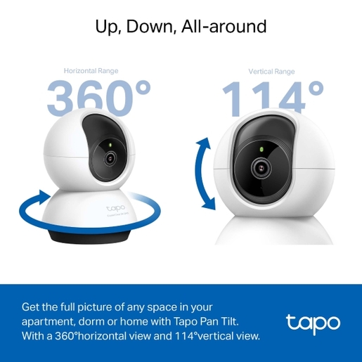 TP-Link Tapo C220 Pan/Tilt AI Home Security Wi-Fi Camera, 2K QHD (2560x1440), 2.4 GHz