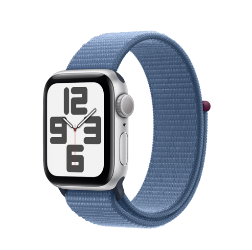 Apple Watch SE2 v2 GPS, 44mm, Silver Aluminium Case, Winter Blue Sport Loop