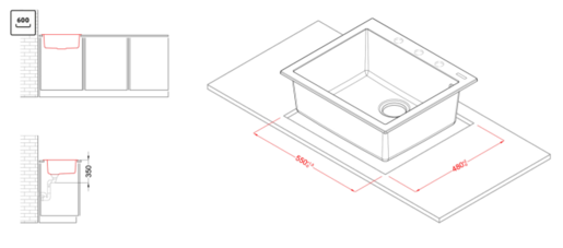 Elleci sudoper Quadra 105 / White K96 / keratek - bijeli