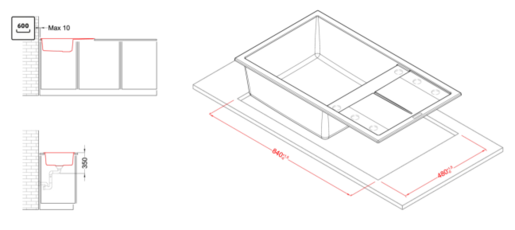 Elleci sudoper Unico 410 / Black K86 / keratek - crni