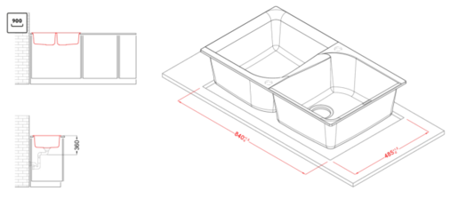 Elleci sudoper Ego 450 / Bianco Antico Classic G62 / granitek - bijeli