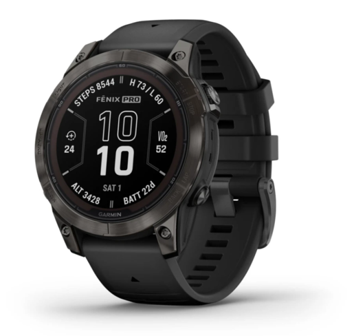 GARMIN Fenix 7 PRO Sapphire SOLAR pametni sat, Tamnosivi titanijski sa DLC slojem i crnim remenom, 47mm, 010-02777-11