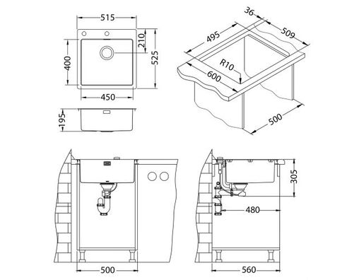 Alveus sudoper Monarch Pure 30 Anthracite