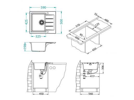 Alveus sudoper Cadit 10 G81 - Concrete