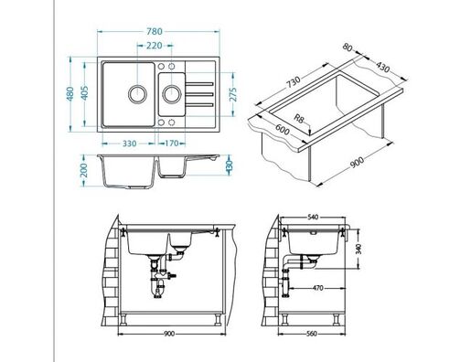 Alveus sudoper Intermezzo 70 G90 - Deep Black