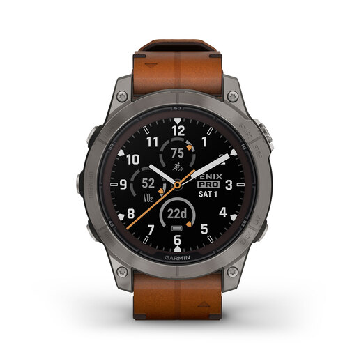 GARMIN Fenix 7 PRO Sapphire SOLAR pametni sat, Titanium Chestnut kožni remen, 47mm, 010-02777-30
