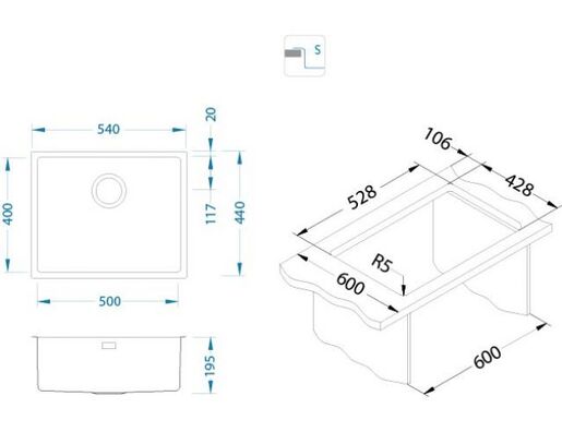 Alveus sudoper Monarch Kombino 50 FS Copper