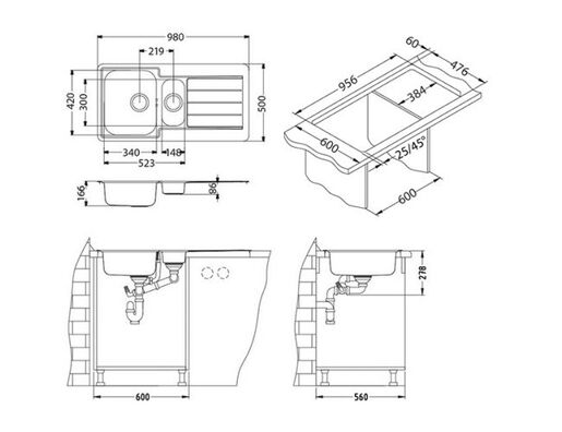 Alveus sudoper Monarch Line 10 Anthracite