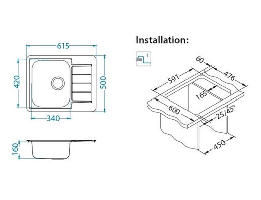 Alveus sudoper Monarch Line 110 Bronze