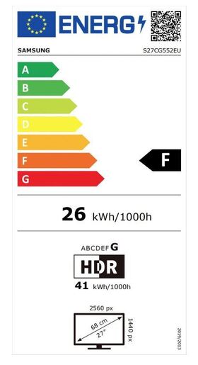 SAMSUNG monitor Odyssey Gaming 27 G55C WQHD VA 300cd, AMD FreeSync, HDR10, HDMI, DP, 165Hz, 1ms