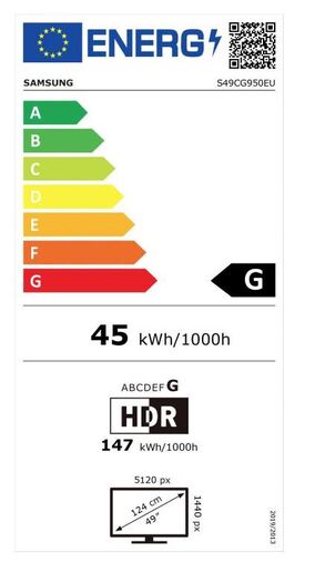 SAMSUNG monitor Odyssey G95C LS49CG950EUXEN Gaming 49 DQHD VA 450 cd/m2, HDR10, AMD FreeSync Premium Pro, HDMI, DP, USB, 240Hz, 1ms