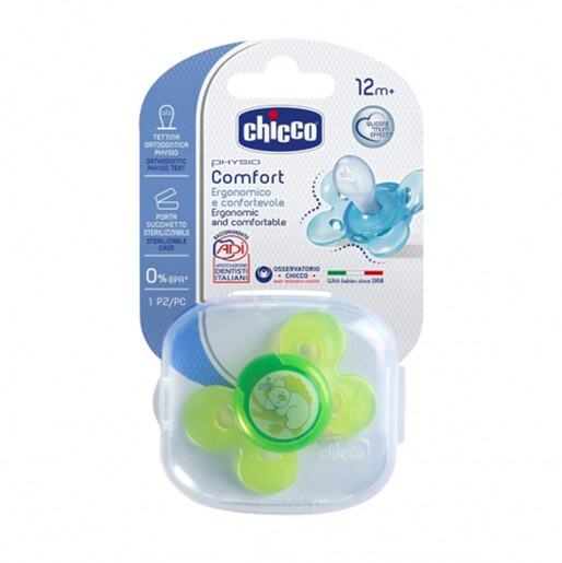 Chicco duda Physio Comfort, plava, silikonska 12m+, 1kom