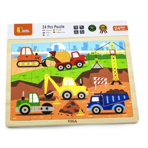 Viga drvene puzzle radna vozila - 24 kom